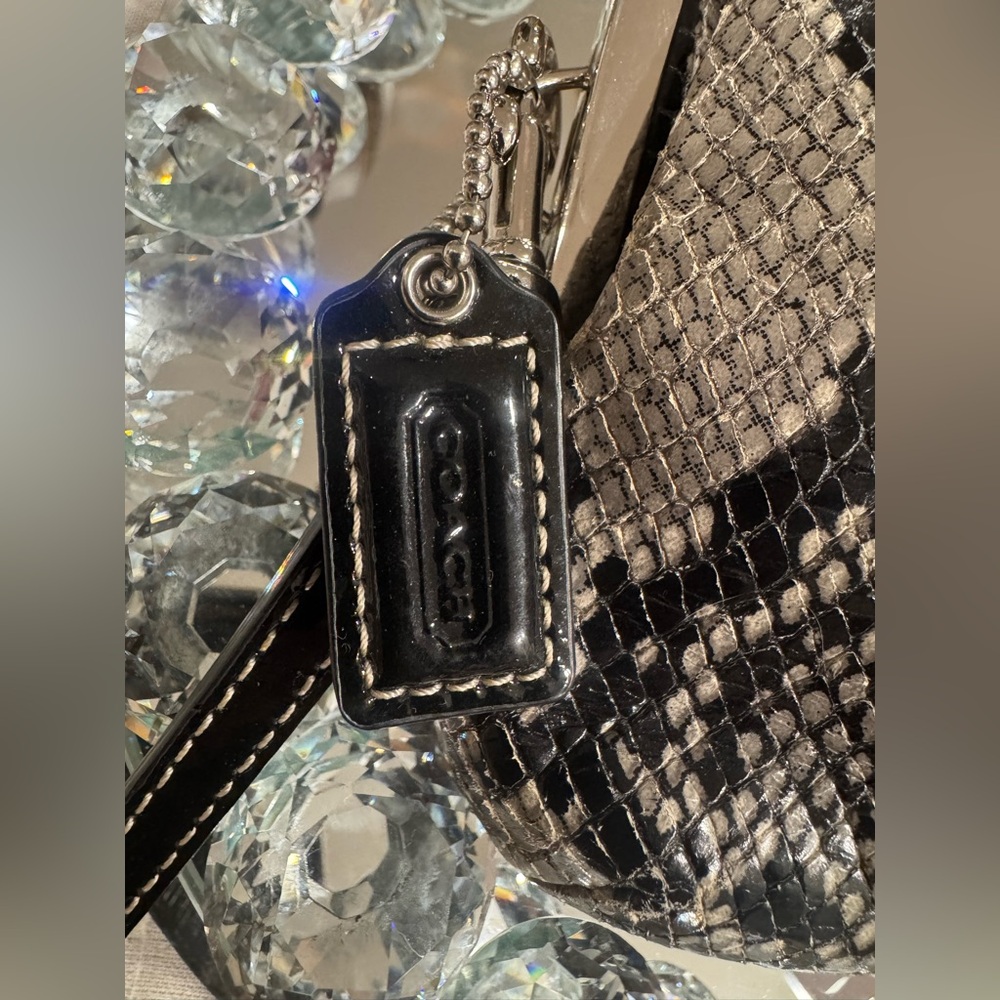 COACH EXOTIC PYTHON WRISTLET KISSLOCK CHROME/STEE… - image 5